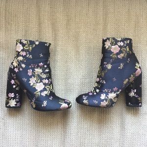 Floral ankle boots